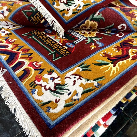 Tibetan Carpet Snow Lion(Maroon)